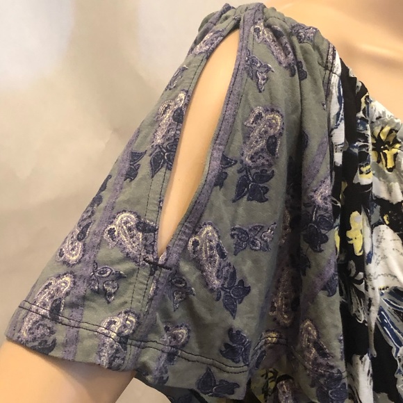 Free People black & green cold shoulder floral top - Picture 12 of 15